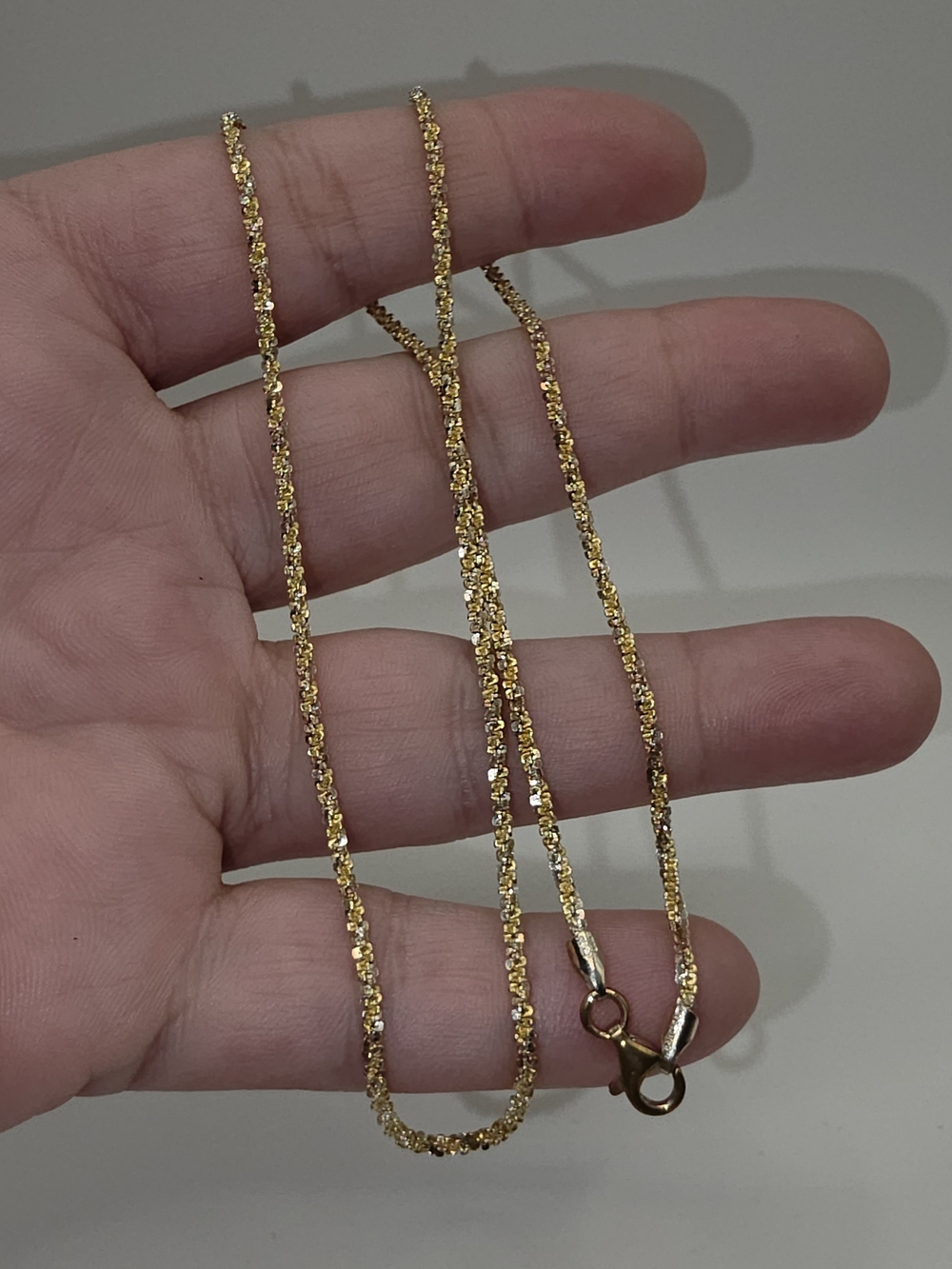 18 Inch Gold Over S925 Twist Rope Chain Necklace